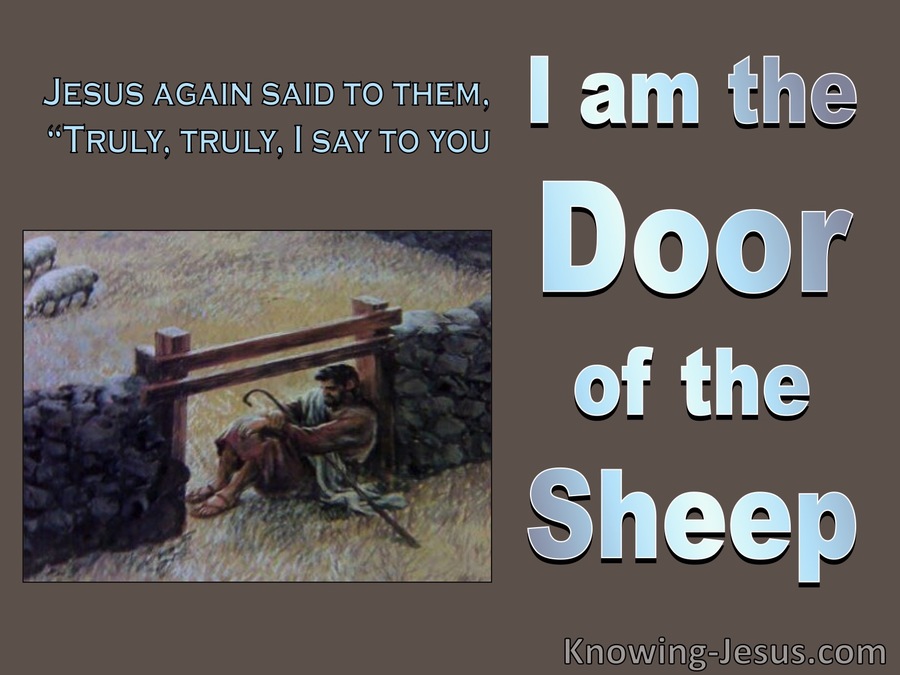 John 10:7 Jesus Said I Am The Door Of The Sheep (blue)